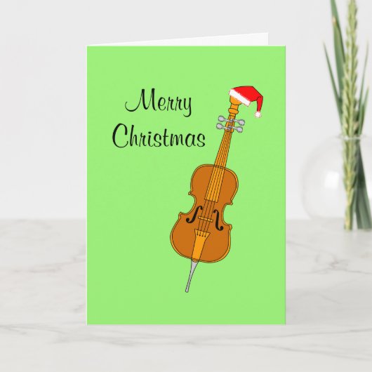 Santa Hoed Cello Kerstmis Kaart (Voorkant)