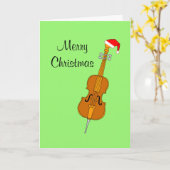 Santa Hoed Cello Kerstmis Kaart (Gele Bloem)