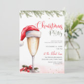 Santa Hoed Cocktail Kerstfeest Kaart (Staand voorkant)