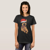 Santa Hoed Duitse Herder Hond Kerstmis T-shirt (Voorkant volledig)