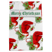 Santa Hoed Feestelijke Kerstcadeauzak Medium Cadeauzakje (Achterkant)