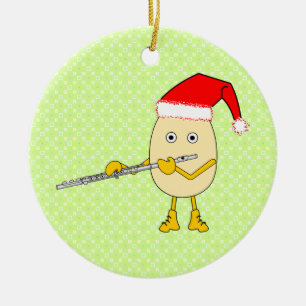 Santa hoed fluit eierkop keramisch ornament