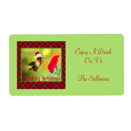 Santa Hoed Hummingbird Kerstmis Etiket