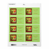 Santa Hoed Hummingbird Kerstmis Etiket (Full Sheet)