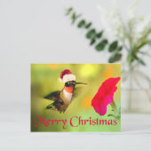 Santa Hoed Hummingbird Kerstmis Feestdagenkaart (Staand voorkant)