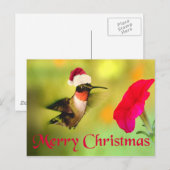 Santa Hoed Hummingbird Kerstmis Feestdagenkaart (Voorkant / Achterkant)