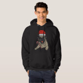 Santa hoed pug hond kerst hoodie (Voorkant volledig)