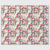 Santa Hoed Pups Frenchie Gift Cadeaupapier (Vlak)