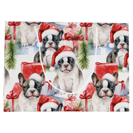 Santa Hoed Pups Frenchie Groot Cadeauzakje (Achterkant)