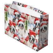Santa Hoed Pups Frenchie Groot Cadeauzakje (Achterkant Gekanteld)