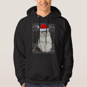 Santa Hoed Ragdoll Kat Xmas Verlichting Lelijke Ra Hoodie
