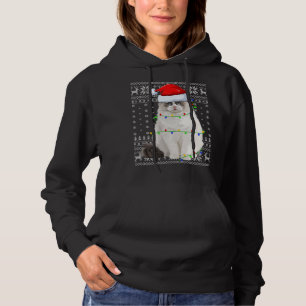 Santa Hoed Ragdoll Kat Xmas Verlichting Lelijke Ra Hoodie