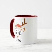 Santa hoed Schattige rendier jongen kerst maroon Mok (Voorkant links)