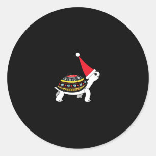 Santa Hoed Schildpad - Vintage Zeeschildpad Kerstm Ronde Sticker