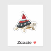 Santa Hoed Schildpad - Vintage Zeeschildpad Kerstm Sticker (Vel)