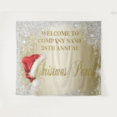 Santa hoed sneeuwvlok kerstfeest achtergrond goud wandkleed (Voorkant (horizontaal))