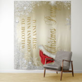 Santa hoed sneeuwvlok kerstfeest achtergrond goud wandkleed (In situ)