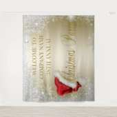 Santa hoed sneeuwvlok kerstfeest achtergrond goud wandkleed (Voorkant)