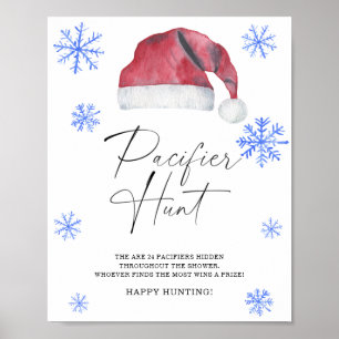 Santa-hoed - speen zoek baby shower spel poster