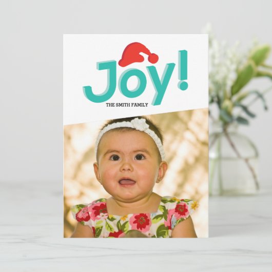 Santa Hoed & Vreugde Feestdagenkaart (Staand voorkant)