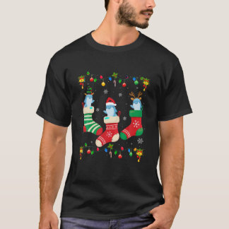 Santa Hoed Xmas Licht Grappige Drie Dolfijn In Chr T-shirt