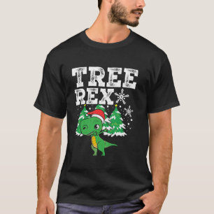 Santa Hoed Xmas Tree Rex Dinosaurus Kerstmis Lang T-shirt