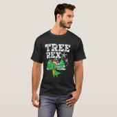 Santa Hoed Xmas Tree Rex Dinosaurus Kerstmis Lang T-shirt (Voorkant volledig)