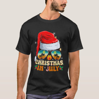Santa Hoed Zonnebril Strand Kerstmis In Juli Zomer T-shirt