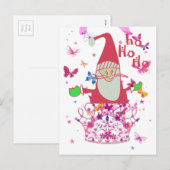 Santa Hohoho! Briefkaart met lange inktvlinder (Voorkant / Achterkant)