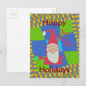 Santa Hohoho! Happy Holiday green Checkered Blue Feestdagenkaart (Voorkant / Achterkant)