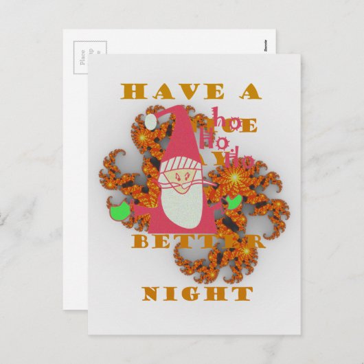 Santa Hohoho! Kerstdag en beter 's nachts Feestdagenkaart (Voorkant / Achterkant)