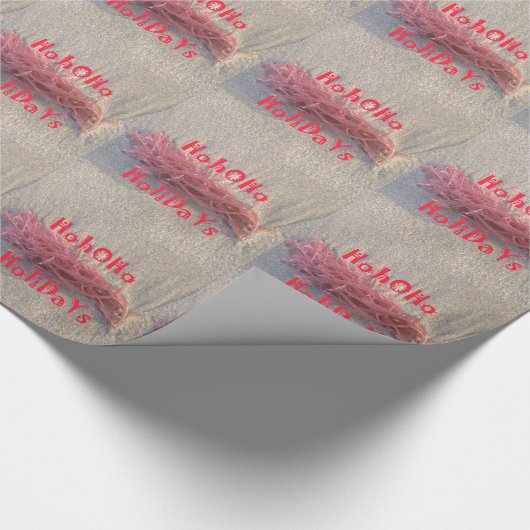 Santa HoHoHo Vrolijk Kerstfeest van doorsnee kleur Cadeaupapier (Hoek)