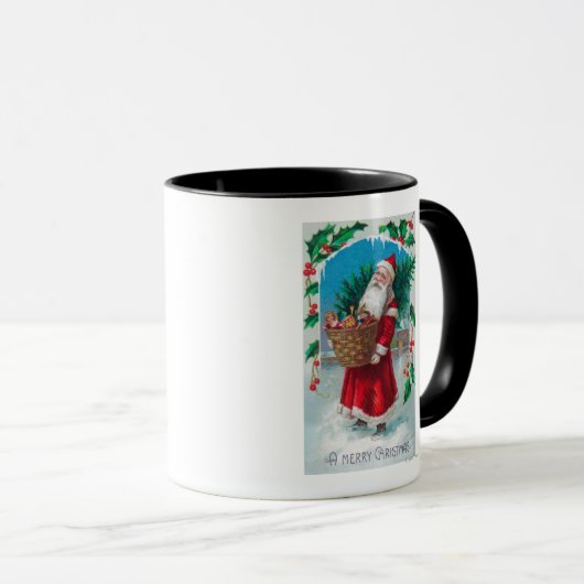 Santa Holding Basket of Toys Scene Mok (Voorkant rechts)