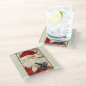 "Santa Holding"-binoculars Glazen Onderzetter (Schuin)