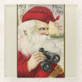  "Santa Holding"-binoculars Glazen Onderzetter (Voorkant)