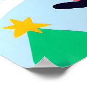 Santa Holding Cadeaus Wall Art Tekening Poster (Hoek)