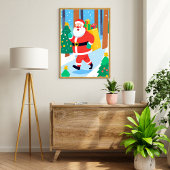 Santa Holding Cadeaus Wall Art Tekening Poster