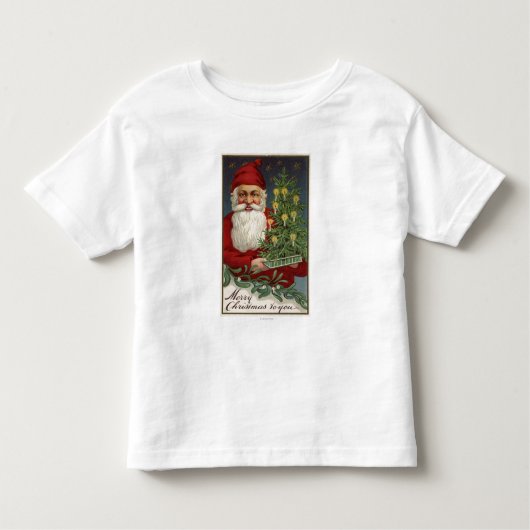 Santa Holding Candlelit Tree Kinder Shirts (Voorkant)