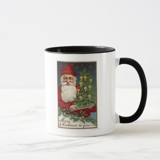 Santa Holding Candlelit Tree Mok (Rechts)