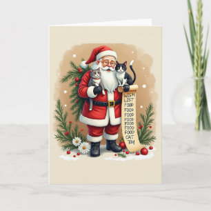 Santa Holding Cats Christmas Kaart Funny Food lijs