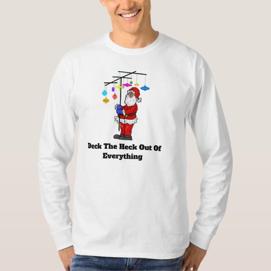 Santa Holding Decorate Antenna Kerstmis T-Shirt (Voorkant)