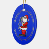 Santa Holding die een kerstversiering met radio's Keramisch Ornament (Links)