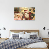 Santa Holding Doll, slaapmeisje Canvas Afdruk (Insitu (Slaapkamer))