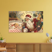 Santa Holding Doll, slaapmeisje Canvas Afdruk (Insitu (Woonkamer))