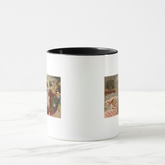 Santa Holding Doll, slaapmeisje Mok (Midden)