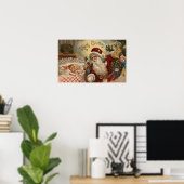 Santa Holding Doll, slaapmeisje Poster (Thuiskantoor)