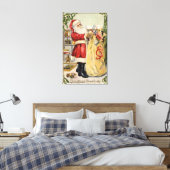 Santa Holding een overstromende tas van speelgoed Canvas Afdruk (Insitu (Slaapkamer))
