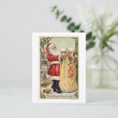 Santa Holding een overstromende tas van speelgoed Feestdagenkaart (Staand voorkant)