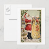 Santa Holding een overstromende tas van speelgoed Feestdagenkaart (Voorkant / Achterkant)