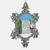 Santa Holding-foto Tin Sneeuwvlok Ornament (Links)